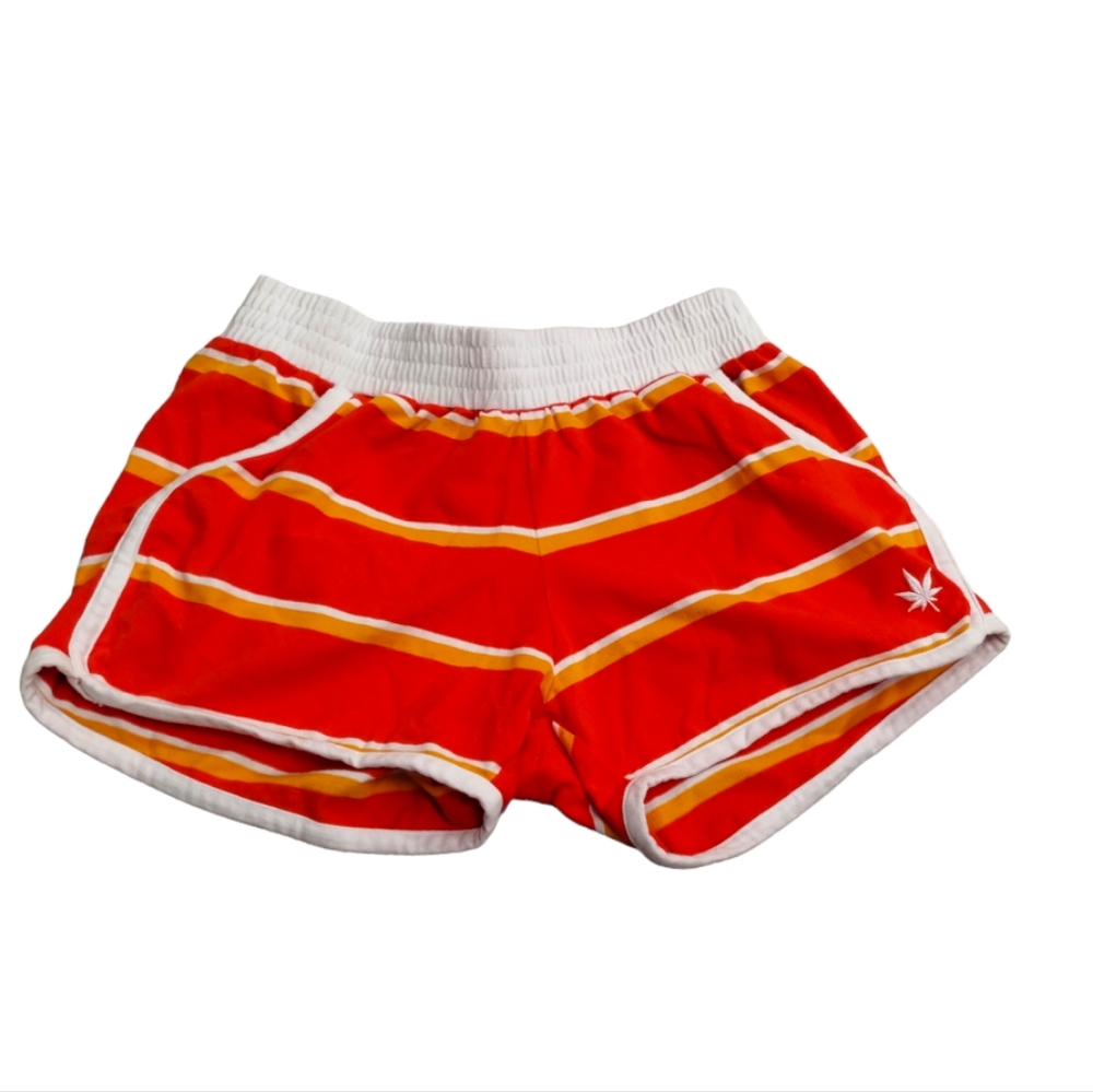 Minnie Mortimer Boast Vibrant Stripe orange and white Terry Shorts Women small